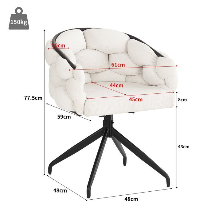 Lot de 6 Chaises de Luxe en Velours,Chaise Pivotante, Rotation 360°,Chaises de Salon Moderne,Chaises à Bulles,Beige