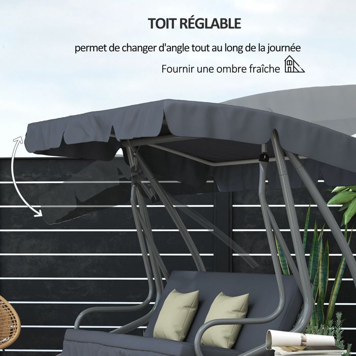 Outsunny - Columpio de jardín - Metal - 200x120x164cm - Gris