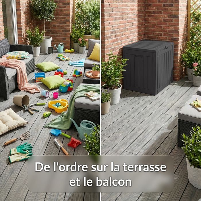 Coffre de jardin résistant aux intempéries - Anthracite 118 L