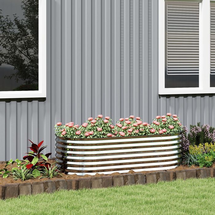 Raised garden bed - Outsunny - rust-resistant - galvanized steel - 160 x 80 x 56 cm - silver