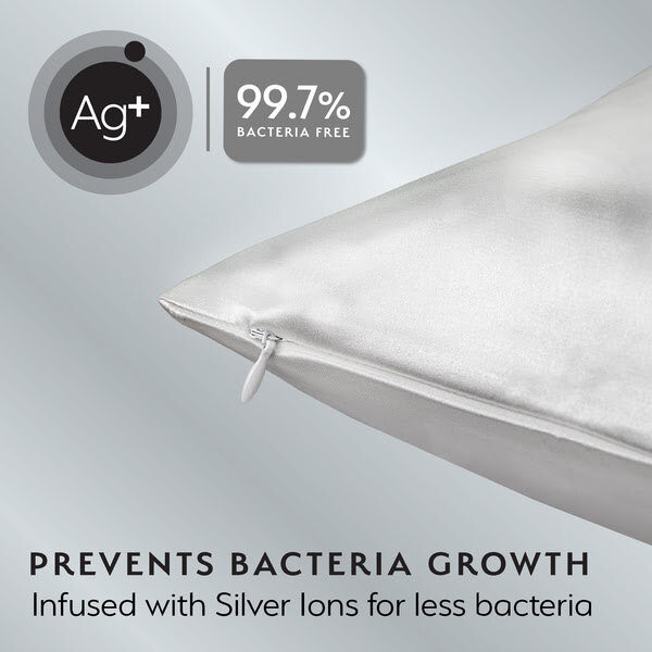 Lot de 4 taies d'oreiller Silver Cloud en satin argenté