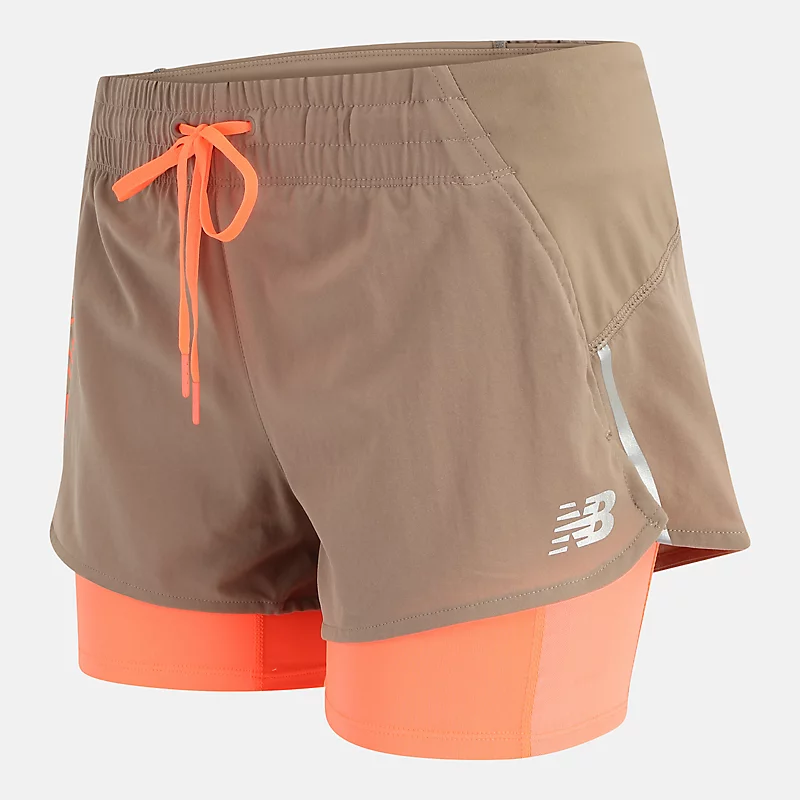 Dames 2-in-1 Impact Run hardloopshorts met print - MUSHROOM
