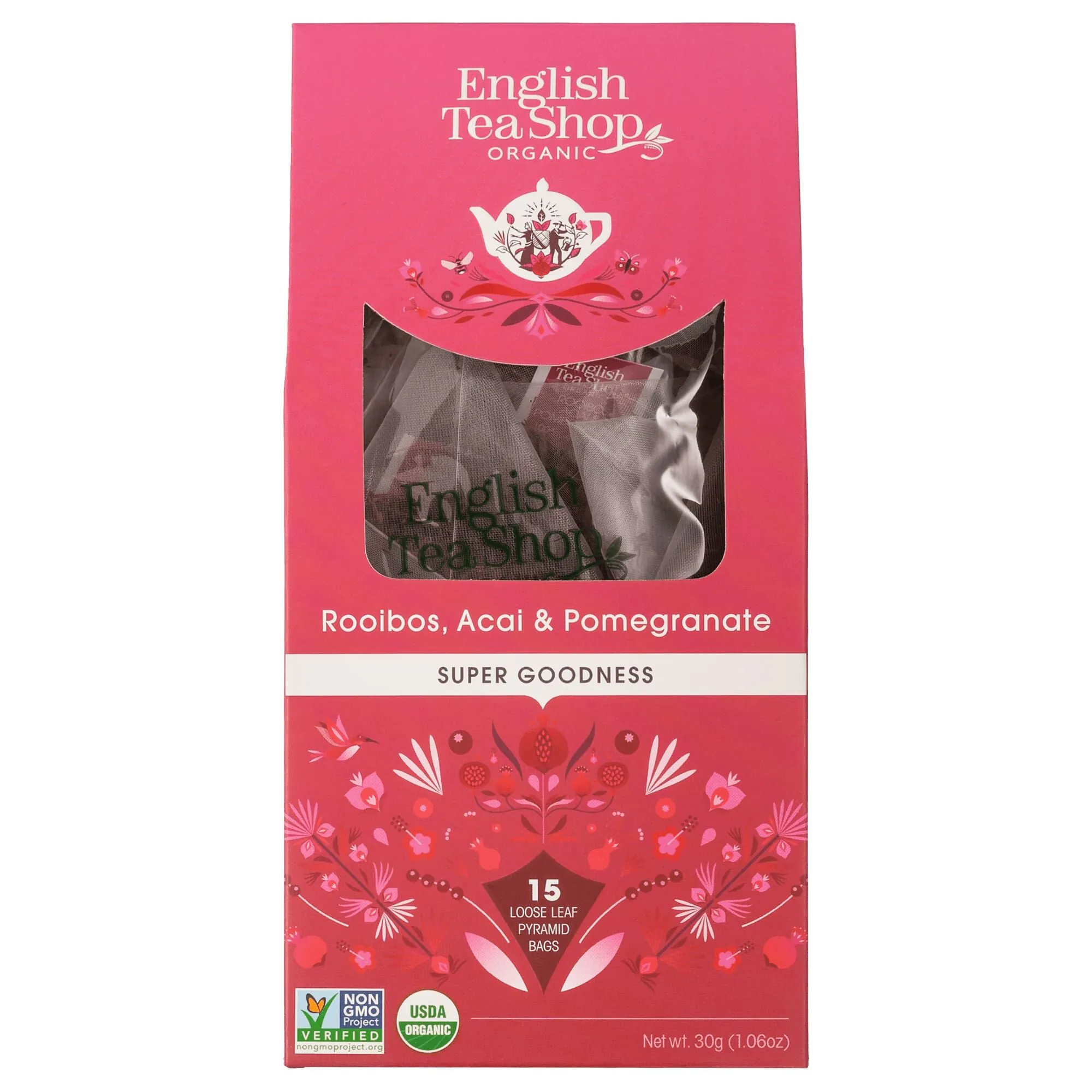 English Tea Shop Rooibos Acai & Pomegranate, herbata liściasta 15 piramidek