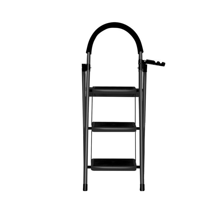 Noir - 104cm Escabeau Pliant à 3 marches en Acier, Echelle avec Poignée et Marchepied Antidérapant, Capacité 150KG Chargé