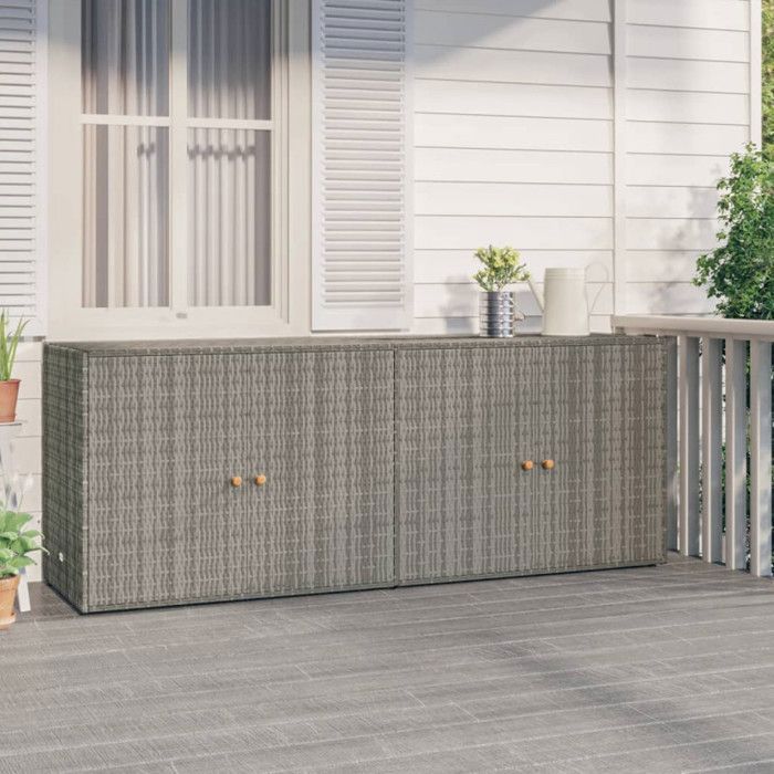 vidaXL Armoire de rangement jardin Gris 198x55,5x80 cm Résine tressée, abri de jardin, boîte de rangement de jardin, 319871