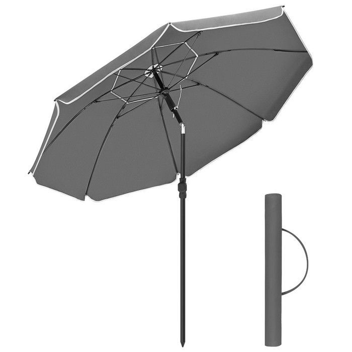 Parasol de Jardin - SONGMICS - Ø 1,6 m - Protection UPF 50+ - Inclinable - Gris