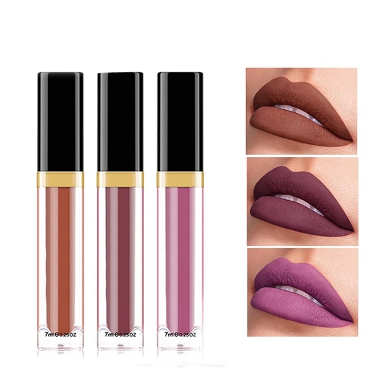 Gloss à lèvres liquide, 3 pièces, rouge à lèvres mat sexy, waterproof et longue tenue