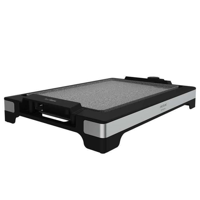 Cecotec Tasty & Grill 2000 Electric Plancha in Stainless Steel, 2000 W, Non-stick RockStone Plate, Adjustable Thermostat