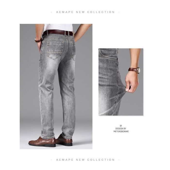 Men's Stretch Business Jeans, Straight Leg, Casual 5-Pocket Denim Trousers, Washed Effect - Girs