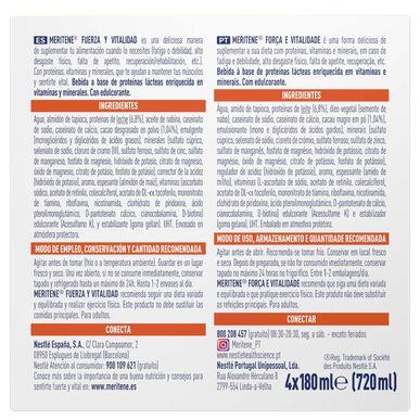 Meritene Strength and Vitality Čokoládové koktejly 4 x 180 ml