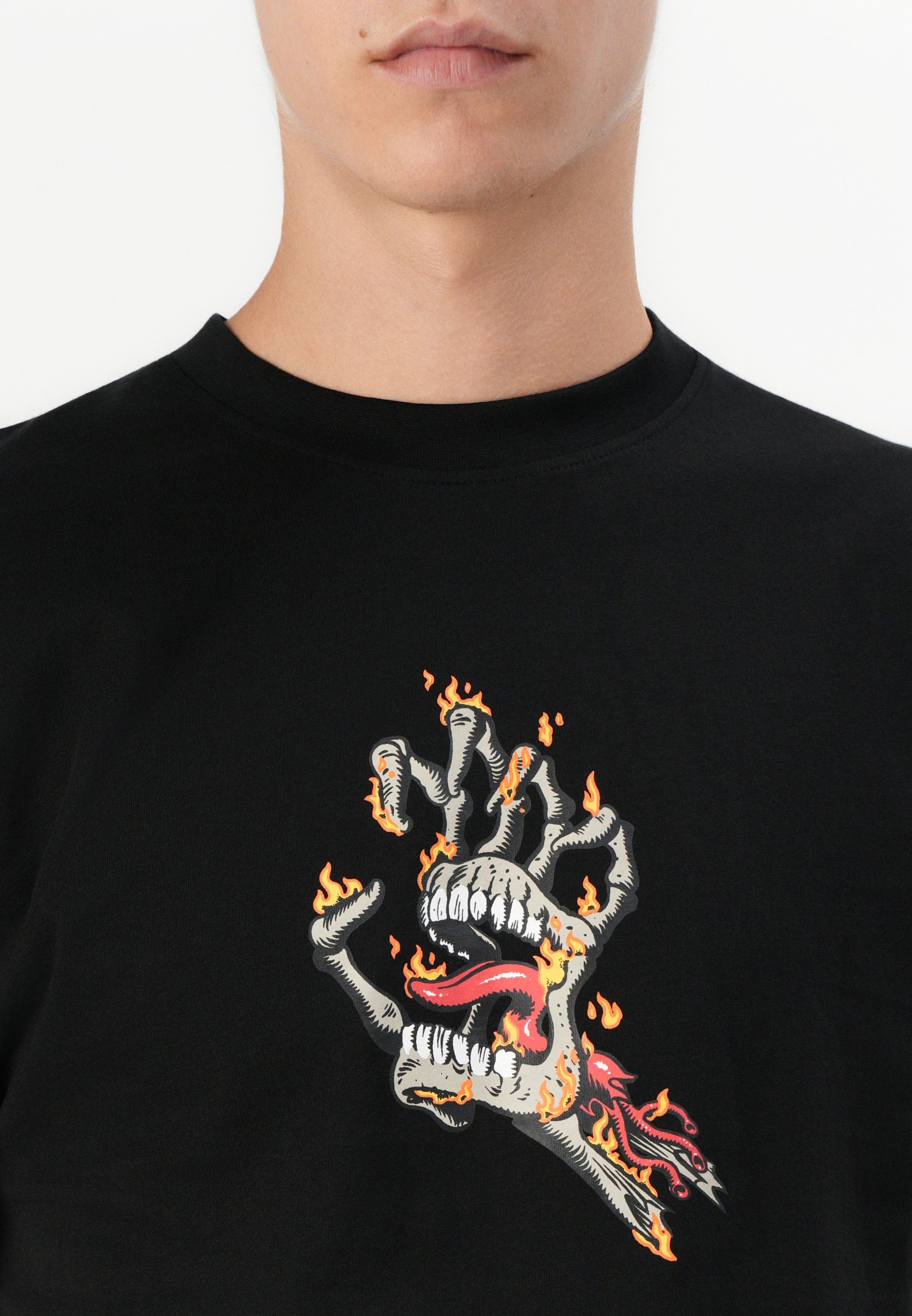 Santa Cruz BURNT BONE HAND UNISEX - T-shirt met print - zwart