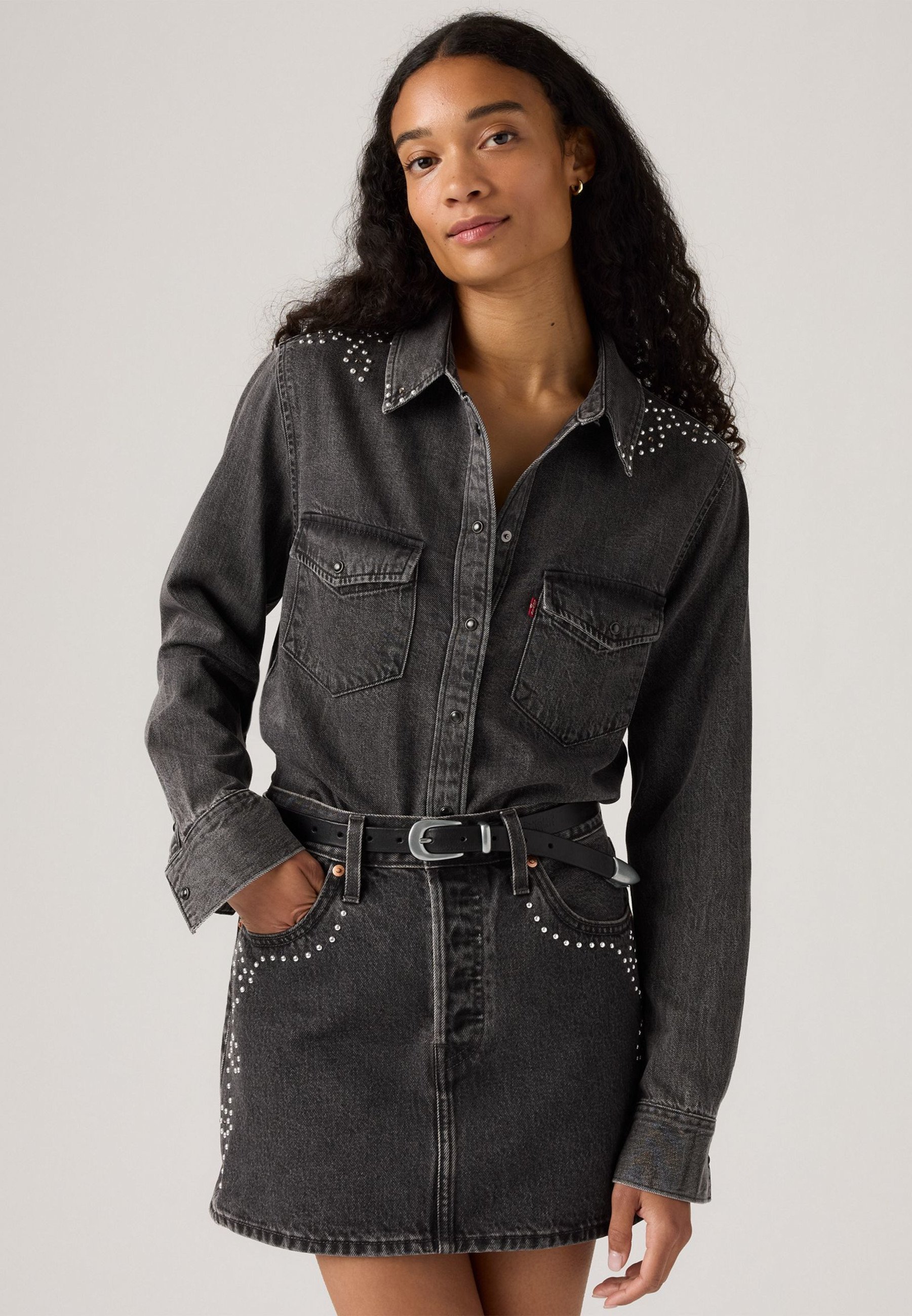 Levi's® ICONIC WESTERN - Blouse met knoopsluiting - zwarte denim