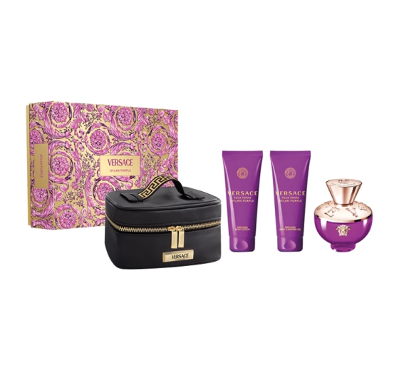 Versace Dylan Purple Pour Femme woda perfumowana spray 100 ml   balsam do ciała 100 ml   żel pod prysznic 100 ml   kosmetyczka
