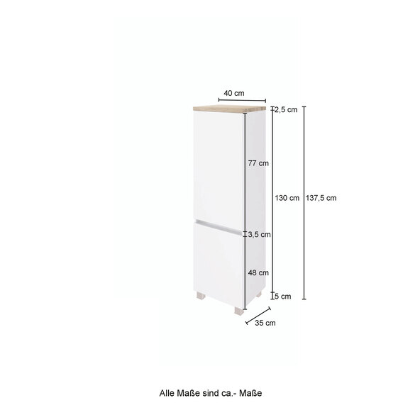 Midi-Schrank Bristol, 40 cm, wit/wotan