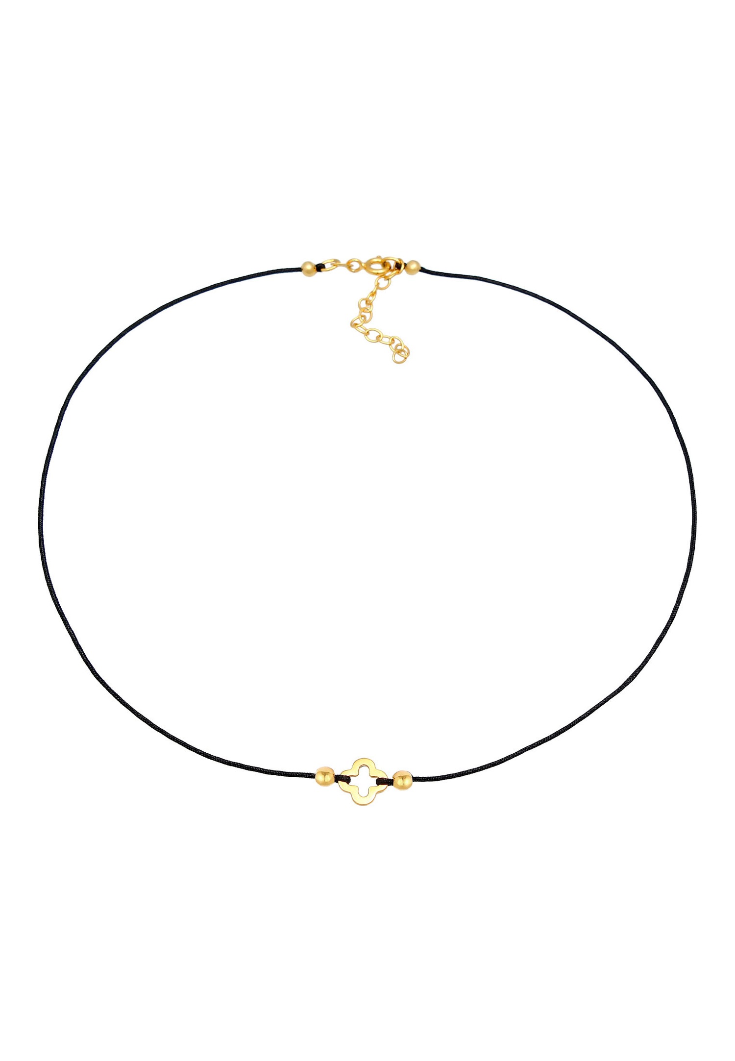 Elli Dames Choker Nylon CAmourrleaf Luck Talisman en argent sterling 925 plaqué or