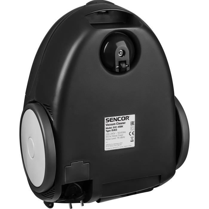 Bagged canister vacuum cleaner - SENCOR - SVC 45BK-EUE3 - ECO 850W motor - 79 dBA - 1.5L - Black