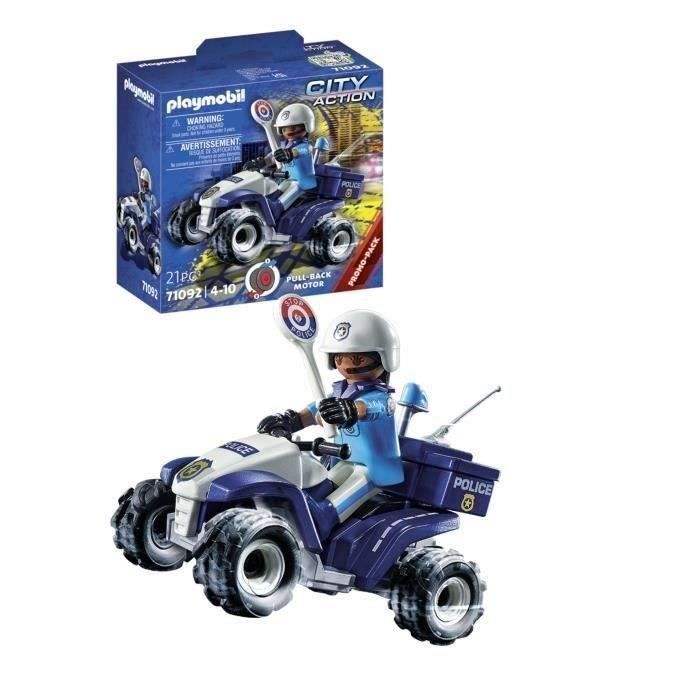PLAYMOBIL 71092 Polizist und Quad mit Rückziehmechanismus, Stadt-Action, Polizei, ab 4 Jahren
