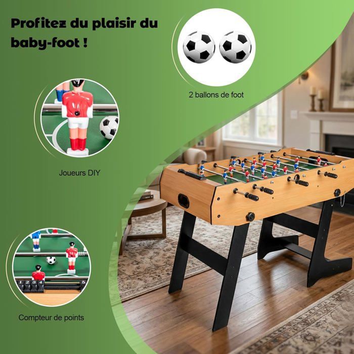 Pebolim HLC - pés dobráveis + haste telescópica - jogo de pebolim infantil - presente para bebês - 121*61*81cm