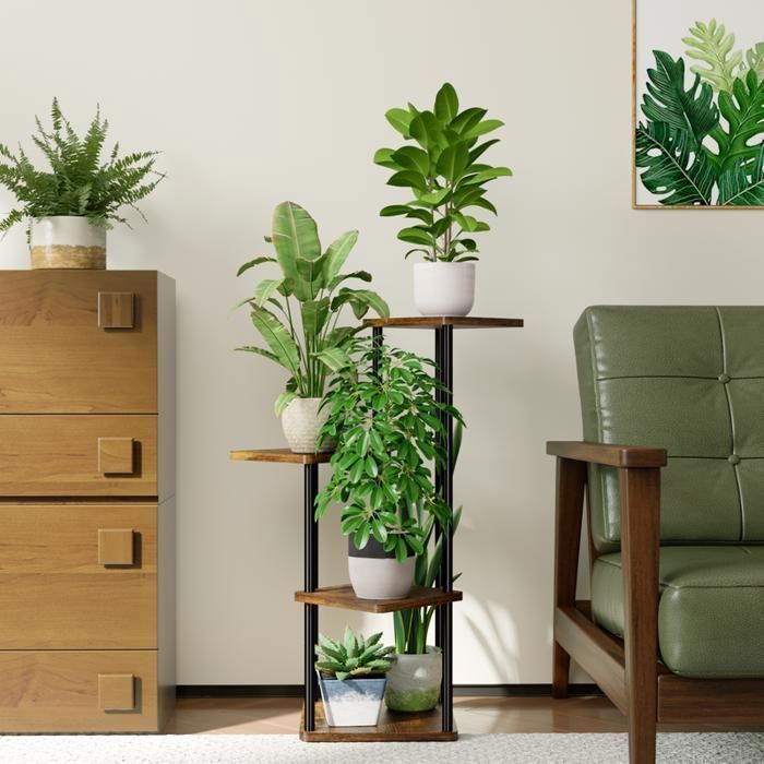 Plant Stand - Bamworld - 4-Tier Plant Shelf - Suitable for Living Room, Bedroom, Balcony, etc. - Brown