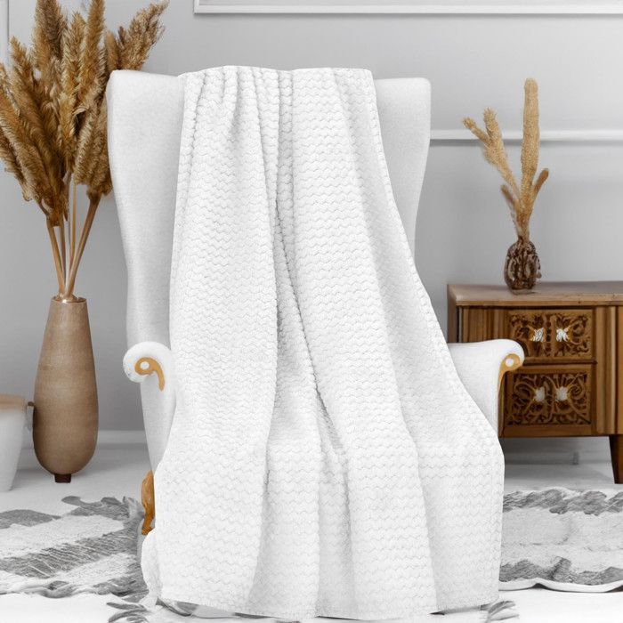 Plaid in microfibra color ecru 120x160 cm, COCOONING, di Soleil d'Ocre