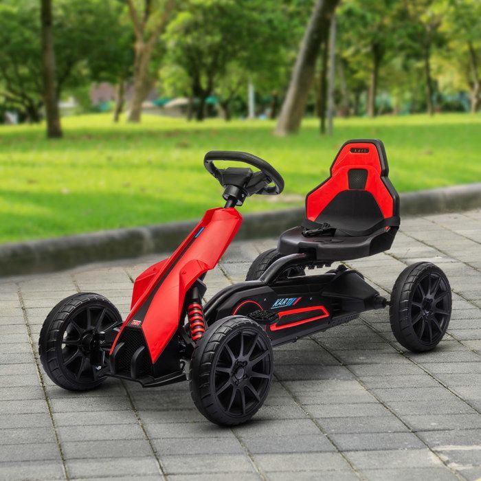 HOMCOM - Kart à pédales pour enfants - Plastique - 100x58x58.5cm - Rouge