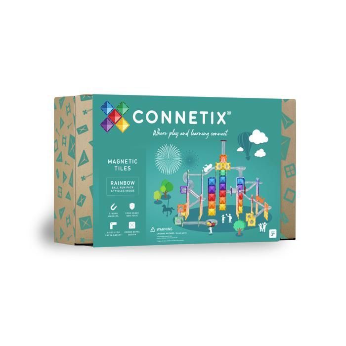 CONNETIX Bouwset Magnetische Regenboog Balbaan Tegels, 92 stuks