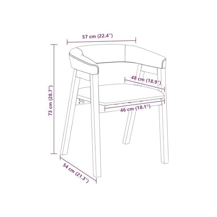 Chaises de salle à manger en bois de caoutchouc - vidaXL - Naturel - 54x57x73 cm - Accoudoirs rembourrés