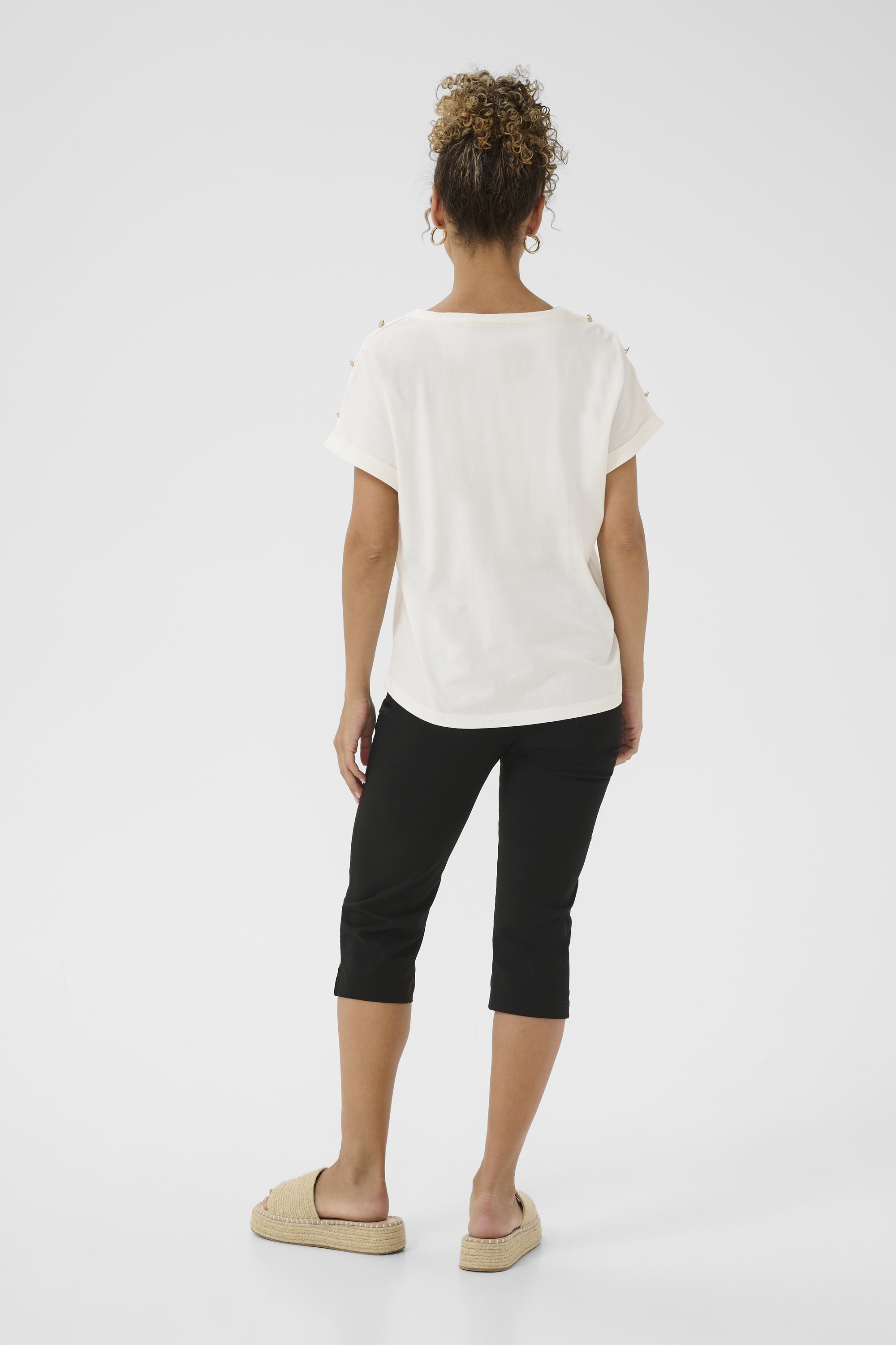 Love Copenhagen LCDOMINIKA BUTTON - Basic T-shirt - sneeuwwit