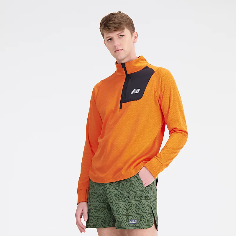 Maglia blu NB Heat Grid Half Zip - CAYENNE