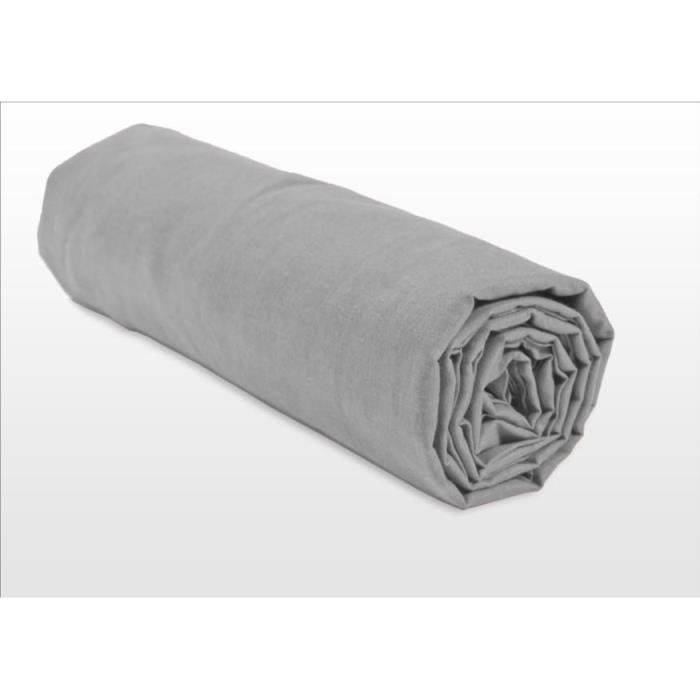 Lenzuolo con angoli elasticizzati - HOME LINGE PASSION - HP71765 - 140 x 190 cm + tasca profonda 30 cm - Microfibra - 82 g - Grigio chiaro