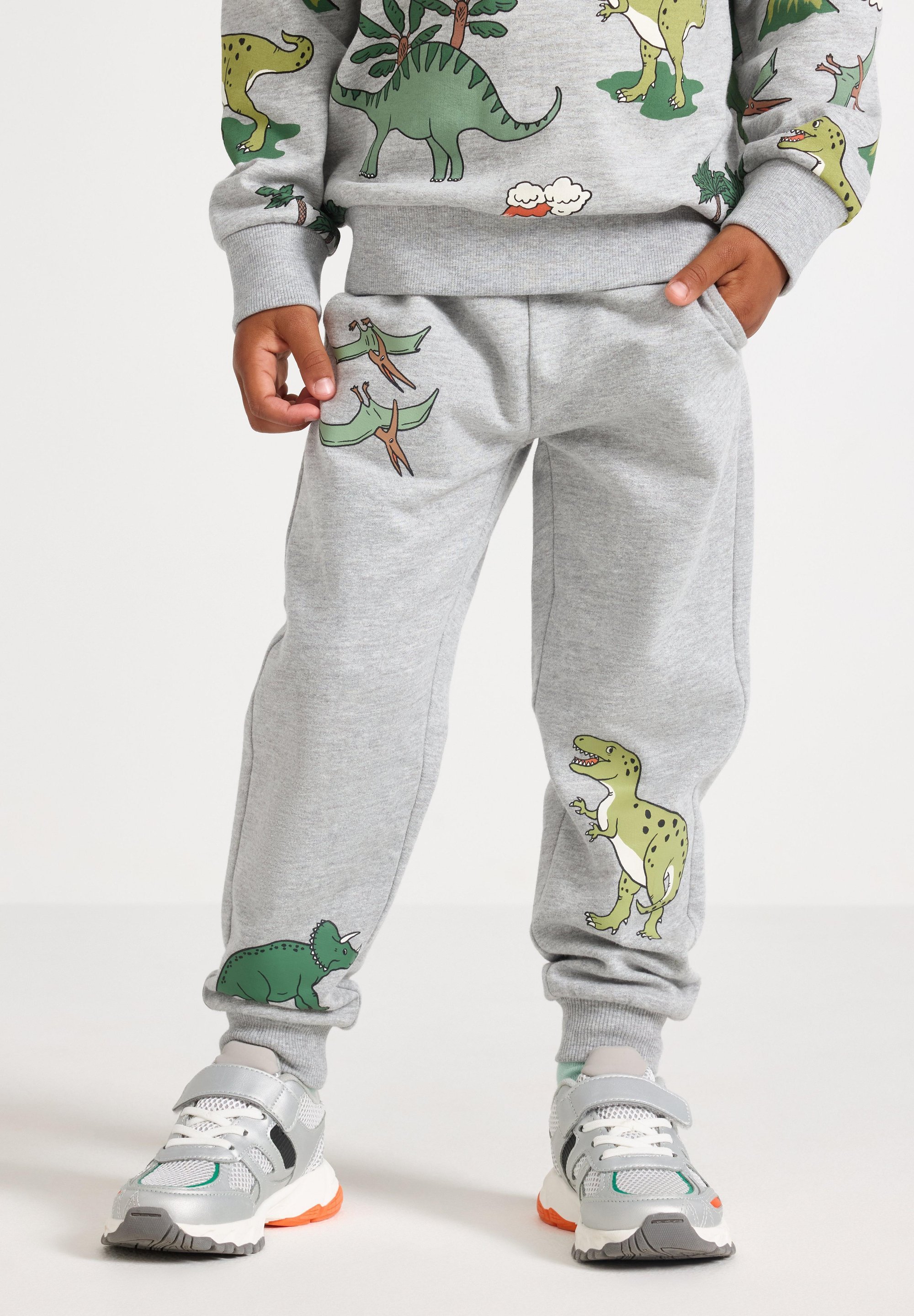 Lindex joggingbroek met dinosaurusprint - trainingsbroek - grijs