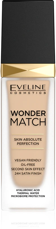 Base líquida de longa duração Wonder Match da Eveline Cosmetics com ácido hialurônico
