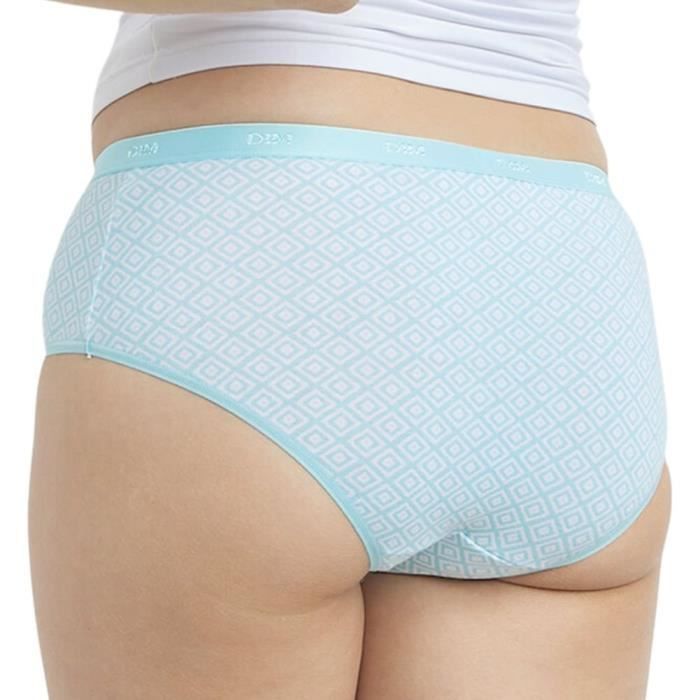 Bóxers de algodón elásticos para mujer con estampado geométrico azul - DIM - Paquete de 3
