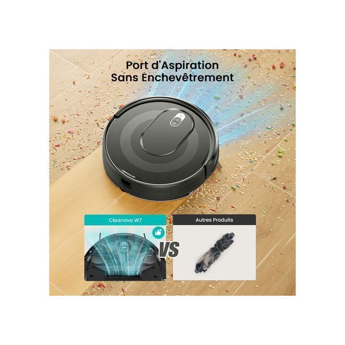 Vactidy Cleanova W7 - Robot aspirapolvere e lavapavimenti 3 in 1 da 4000 Pa - Autonomia di 120 minuti - Compatibile con Alexa/App/IFTTT - Ultra silenzioso a 55 dB