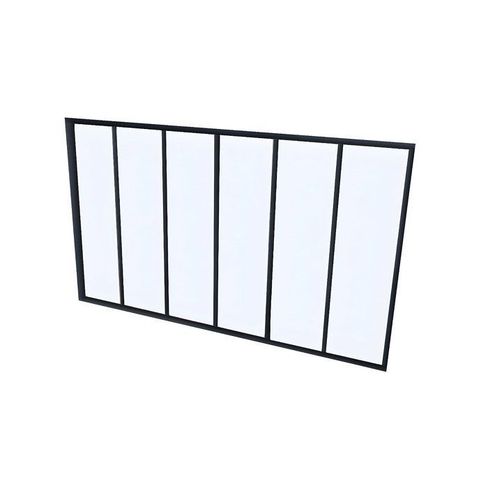 Mampara de cristal esquinera estilo taller en aluminio con recubrimiento en polvo - 180 x 60 x 130 cm - Negro - BAYVIEW