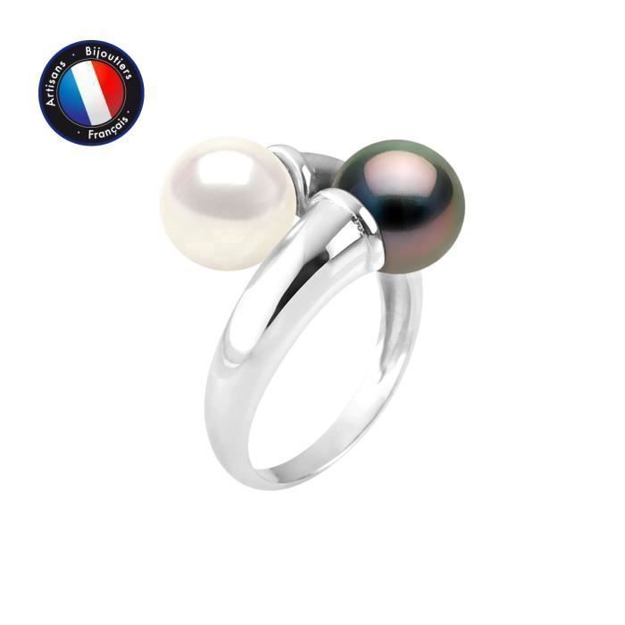 Ring - PERLINEA - You & Me - 7-8 mm Tahitian Cultured Pearls - 925 Sterling Silver - Women's