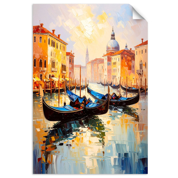 Plakat samoprzylepny do salonu Feeby Wenecja Miasto Gondole Włochy 20x30