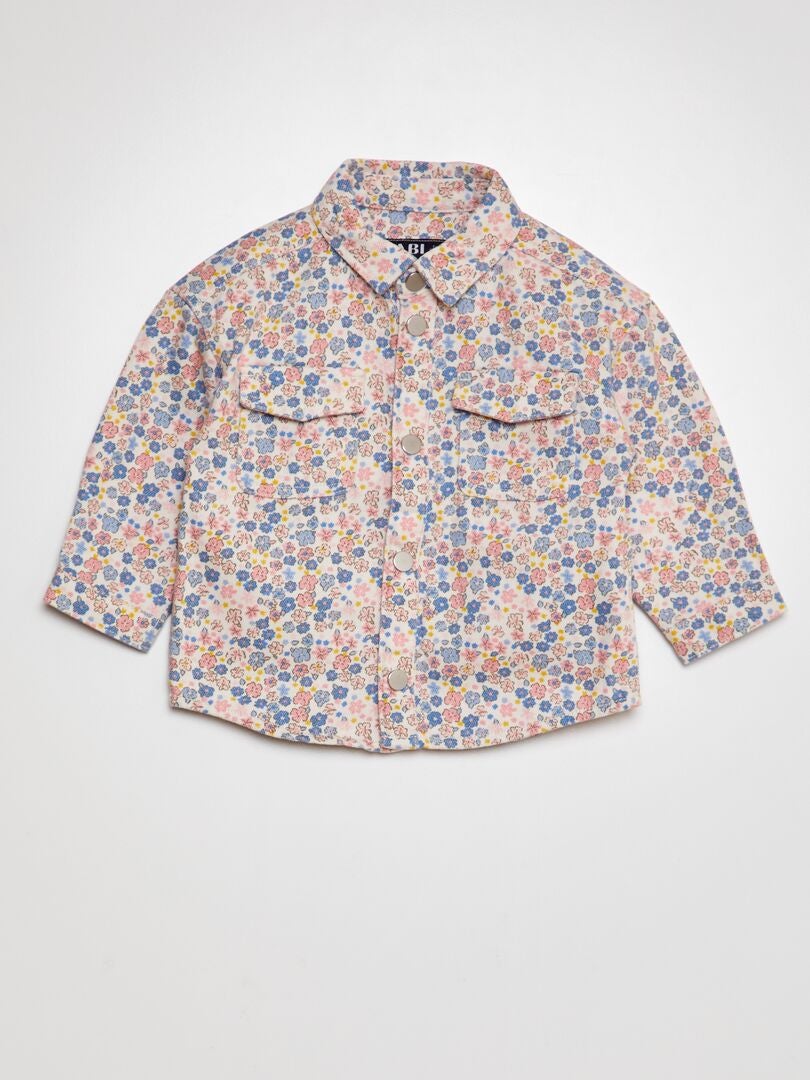 Sobretudo de algodão estampado - BRANCO