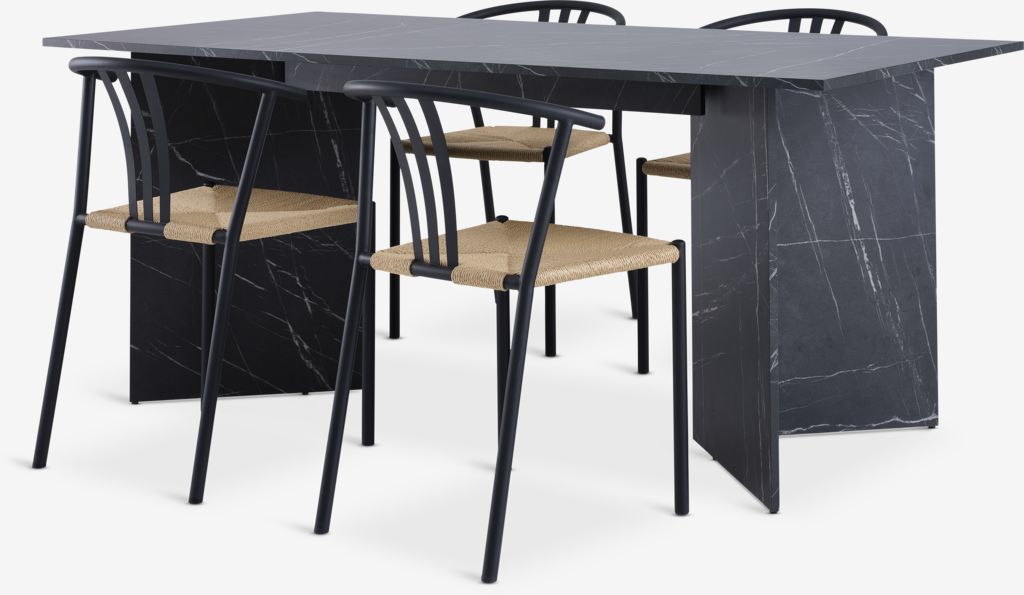 KRONDAL JYDERUP KRONDAL L180 stol imitacija mramora 4 Stolica JYDERUP crna/prirodna