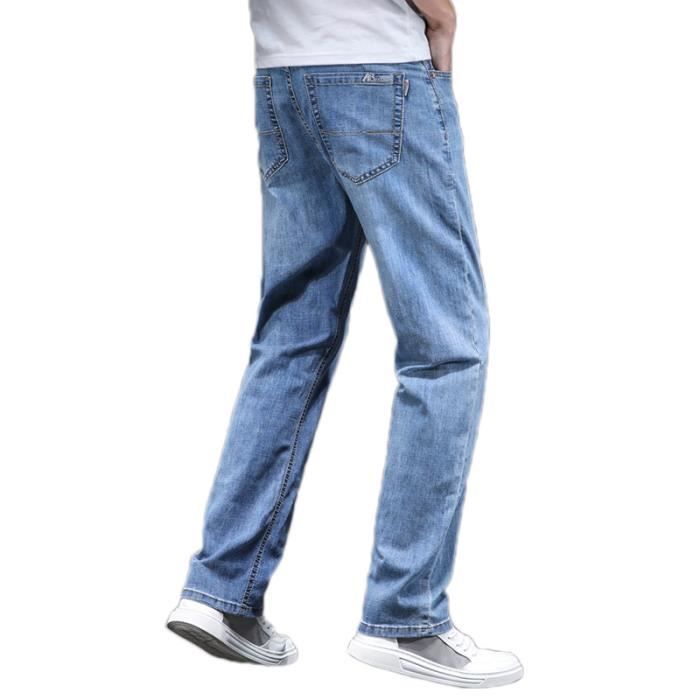 Jeans da uomo a gamba dritta, vestibilità regolare, taglie forti, elasticizzati, 5 tasche, effetto slavato - Grigio