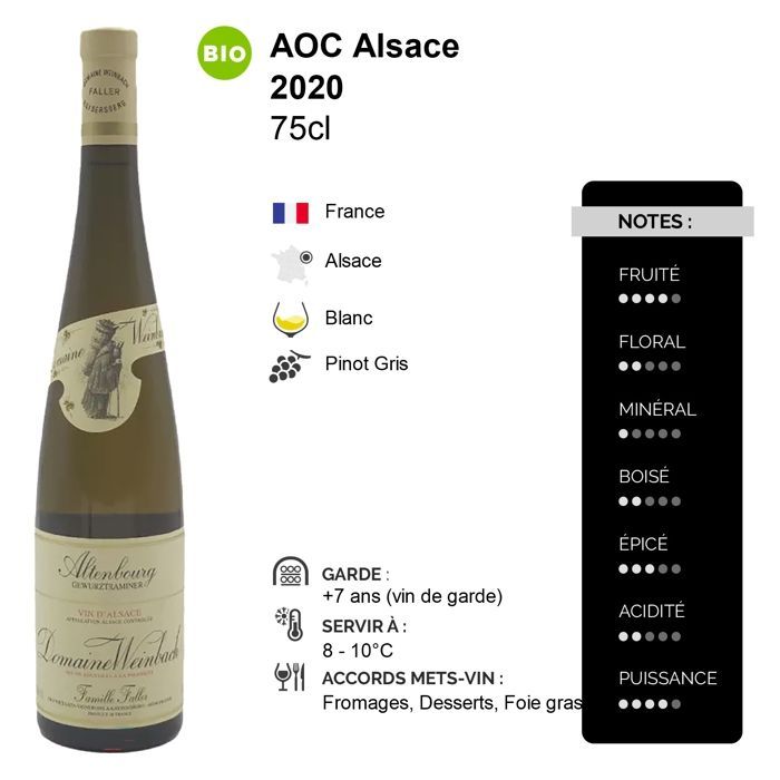 Domaine Weinbach Alsace Altenbourg Spätlese 2020 – Elsässer Weißwein (3 x 75 cl) Biodynamisch