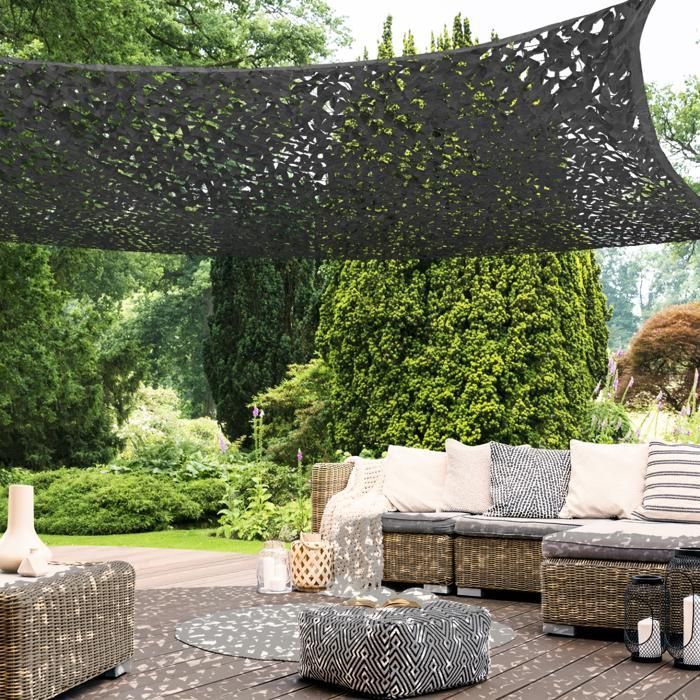 IDMARKET Rectangular Shade Sail, Camouflage Design, 4x6 M, Grey