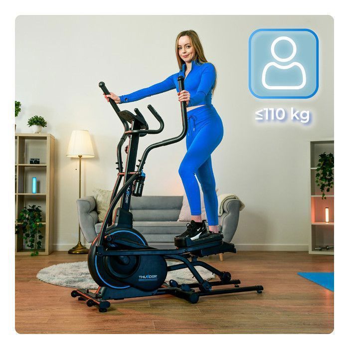 THUNDER® FIZZ Ellittica Trainer | Magnetica | 110 kg | Bluetooth | 10 livelli di resistenza | Sensori | Con custodia per il trasporto