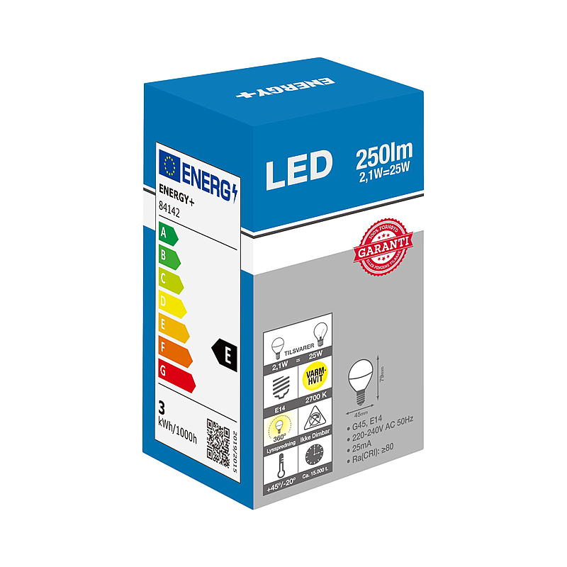 Energisparepære LED 250 lm Globe klar E14 G45 E