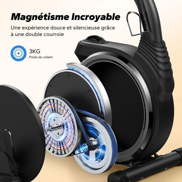 Cyclette semi-reclinata MERACH per riabilitazione, 8 livelli di resistenza magnetica, schermo LCD, app dedicata, sensore di frequenza cardiaca.