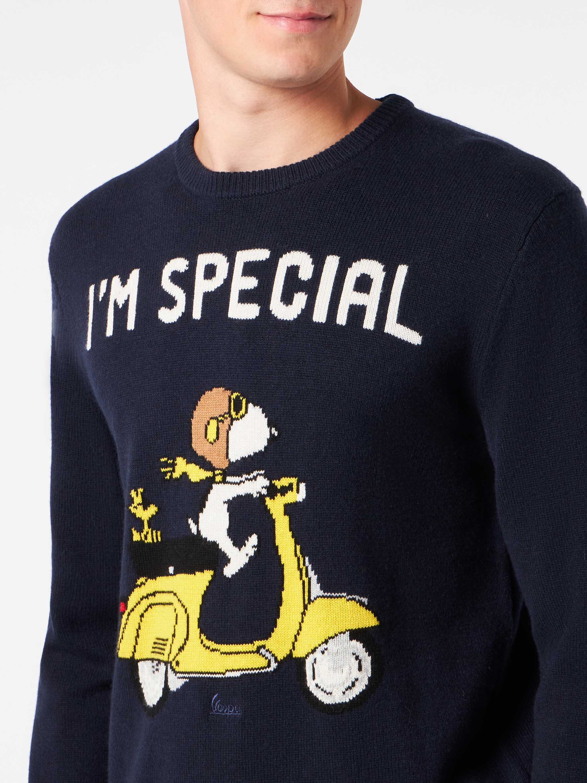 Maglione da uomo girocollo con stampa jacquard scooter Snoopy | SNOOPY