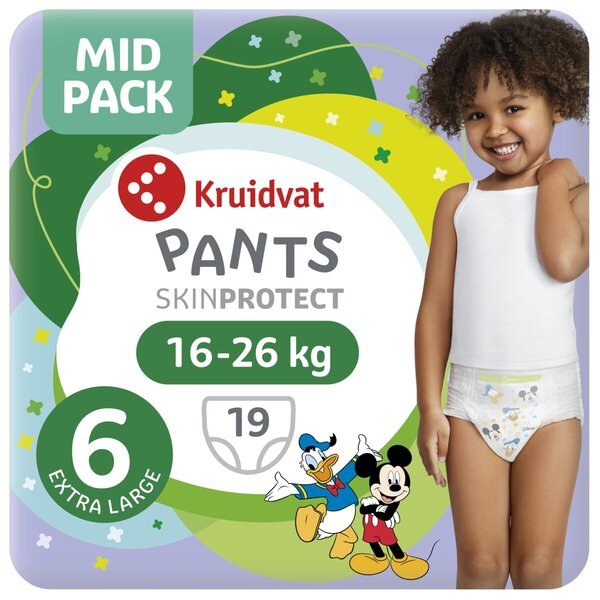 Kruidvat 6. izmēra īpaši lielas autiņbiksītes, vidējā iepakojuma iepakojums<br>6. izmērs (16–26 kg), 19 gabali
