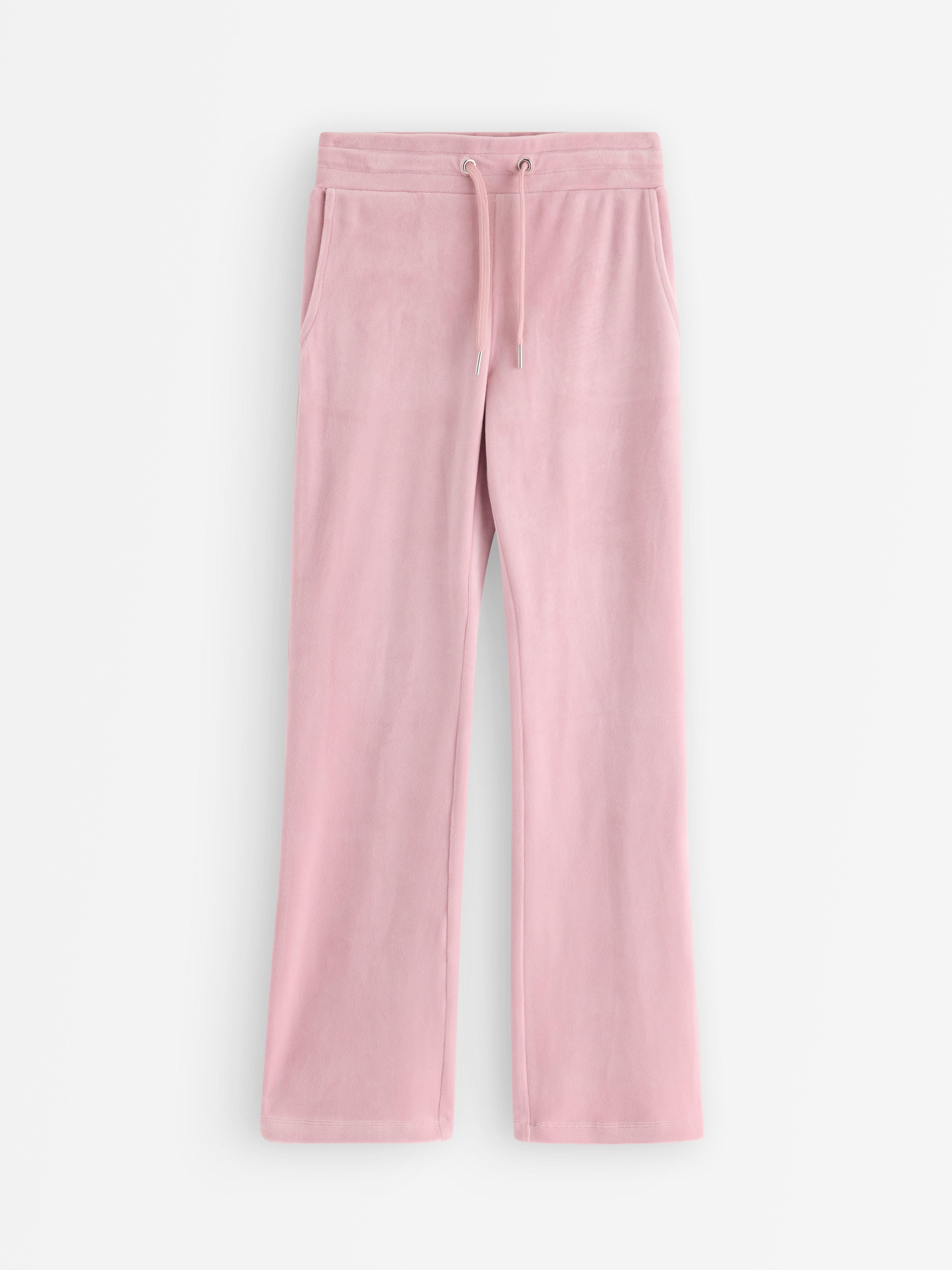 Pantaloni svasati in velluto color lilla chiaro polveroso