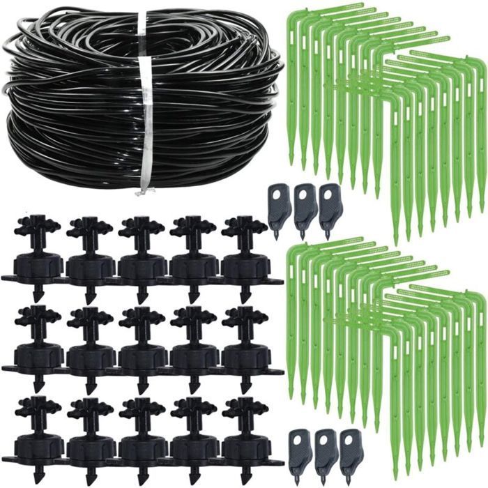 Kit d'arrosage goutte-à-goutte - MHY® - 100 m de tuyau - Débit 4 l/h - Raccords rapides - Économie d'eau jusqu'à 70%