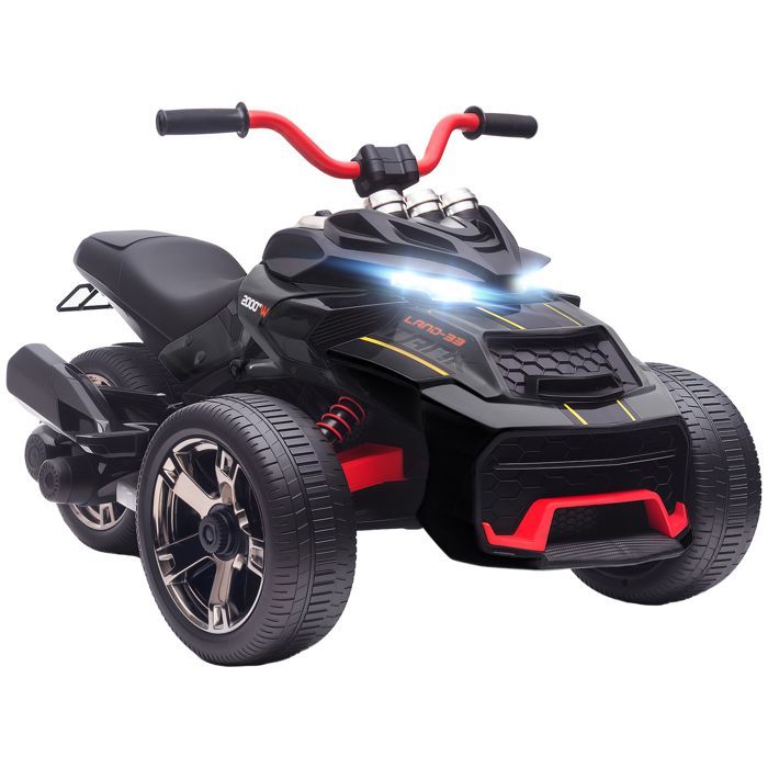 Quad eléctrico infantil - Coche eléctrico para niños - AIYAPLAY - 12V, 3 ruedas, 2 motores, reproductor MP3 - 113 x 74 x 63 cm - Negro
